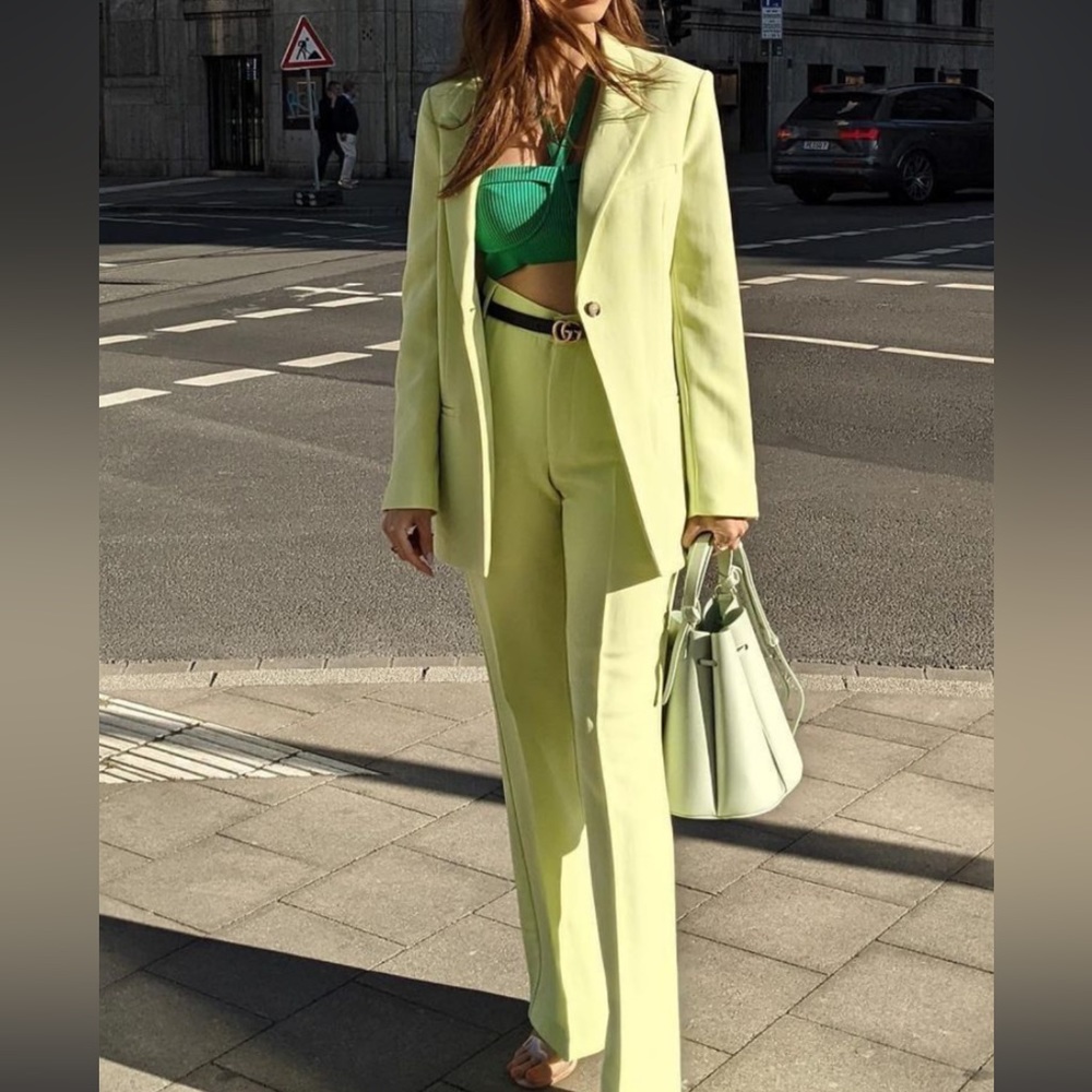 Zara lemon lime blazer and pants set